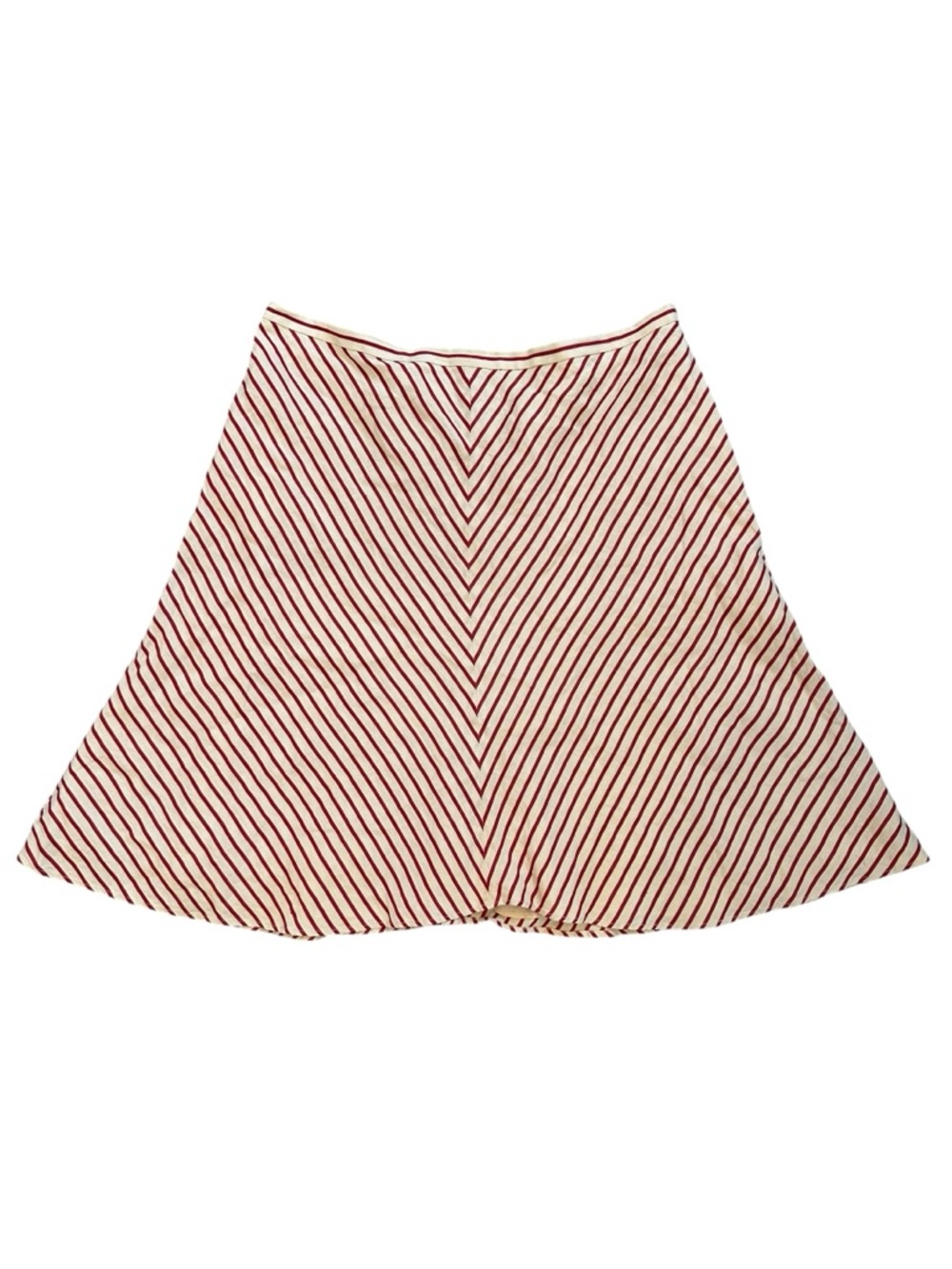 Ralph Lauren Linen Skirt Cream White Red Striped Knee Length Nautical euro 16 XL